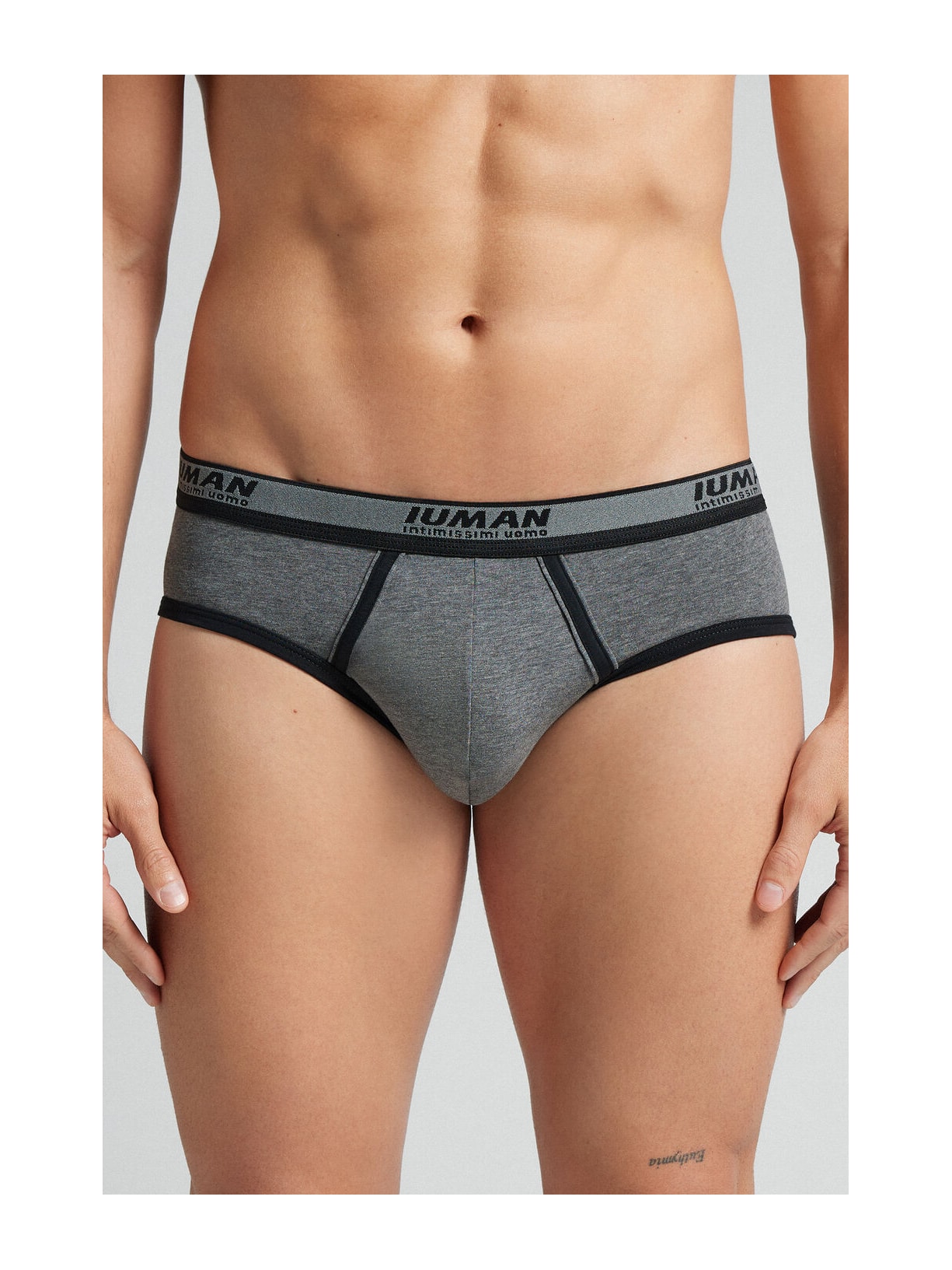 Cueca Slip Com Logotipo Em Algodão Supima Cinza Intimissimi