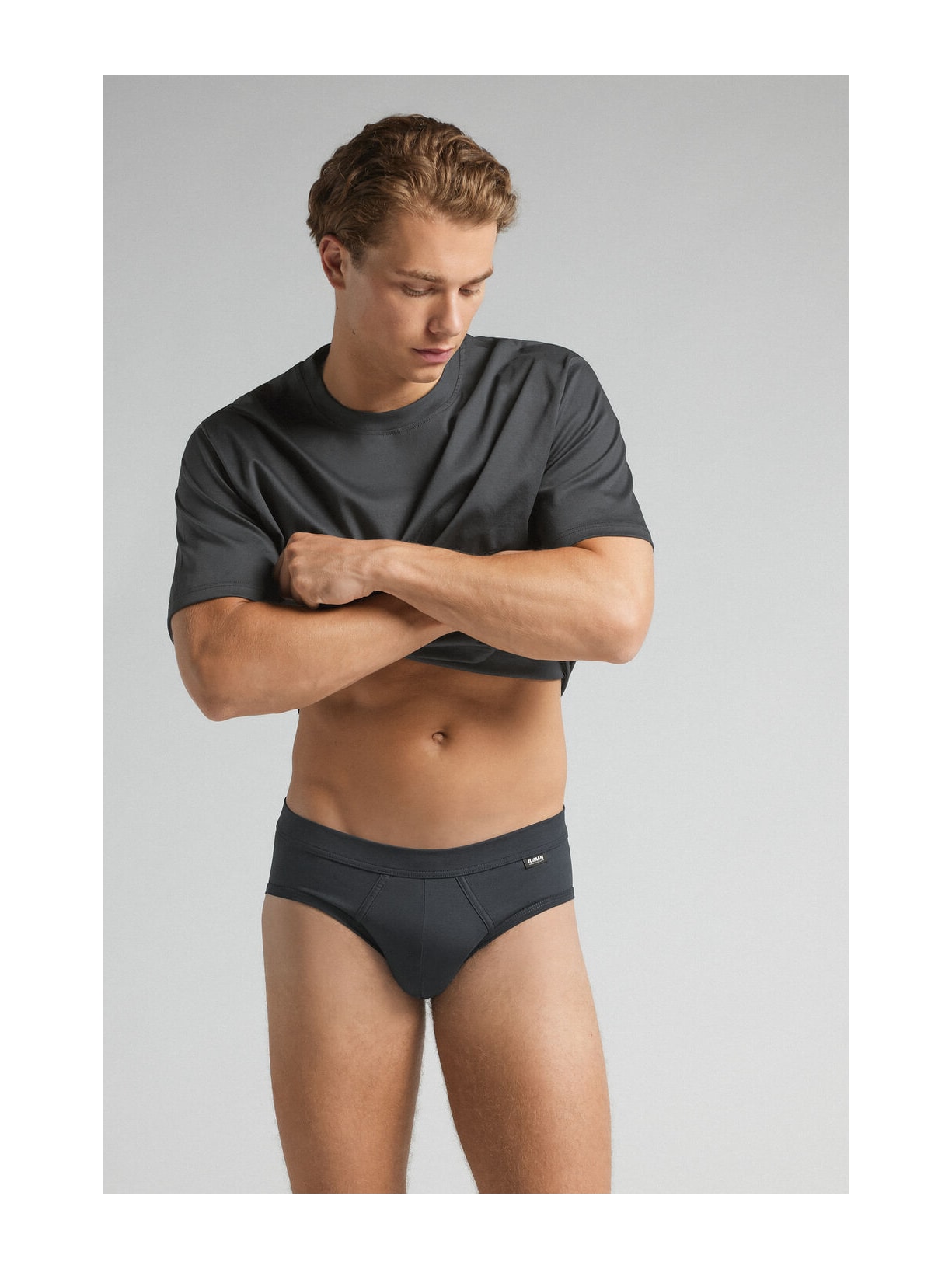 Cueca Slip Em Algodão Premium Cinza Intimissimi