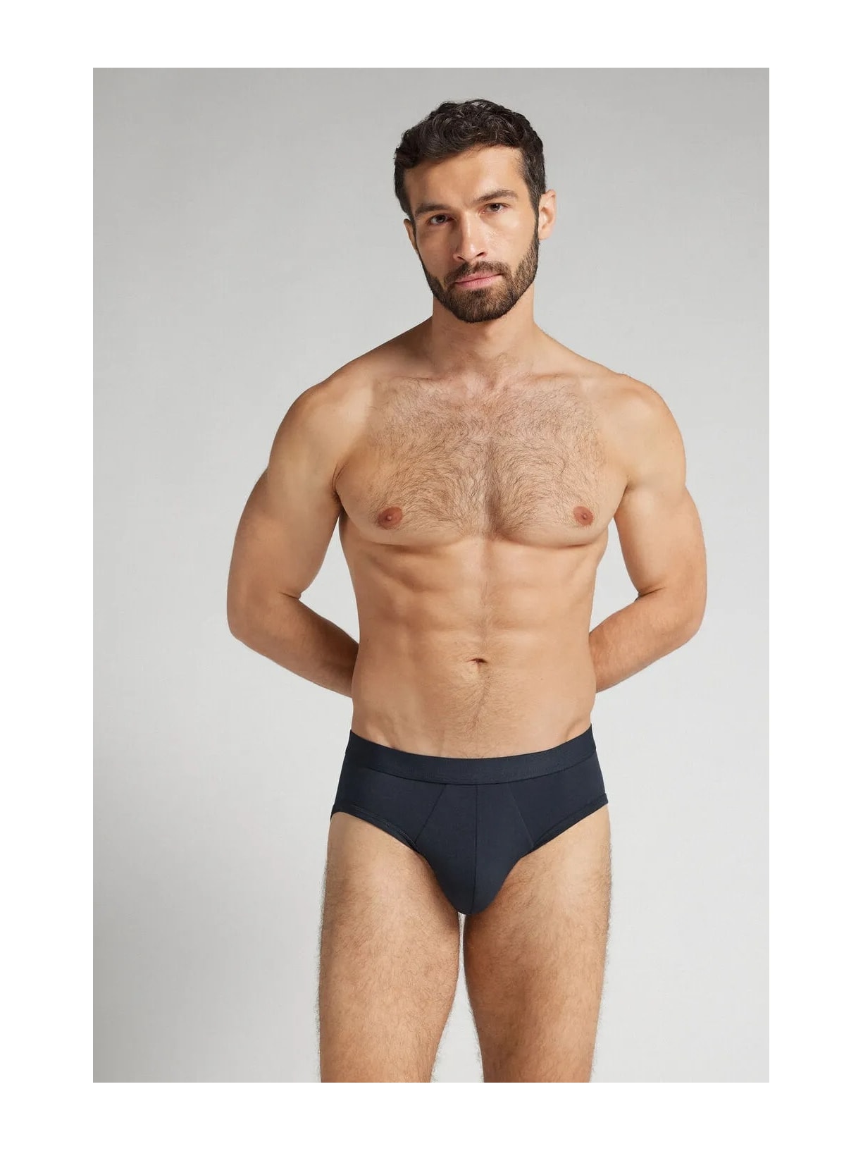 Cueca Slip Em Algodão Supima Com Elástico Visível Azul Intimissimi