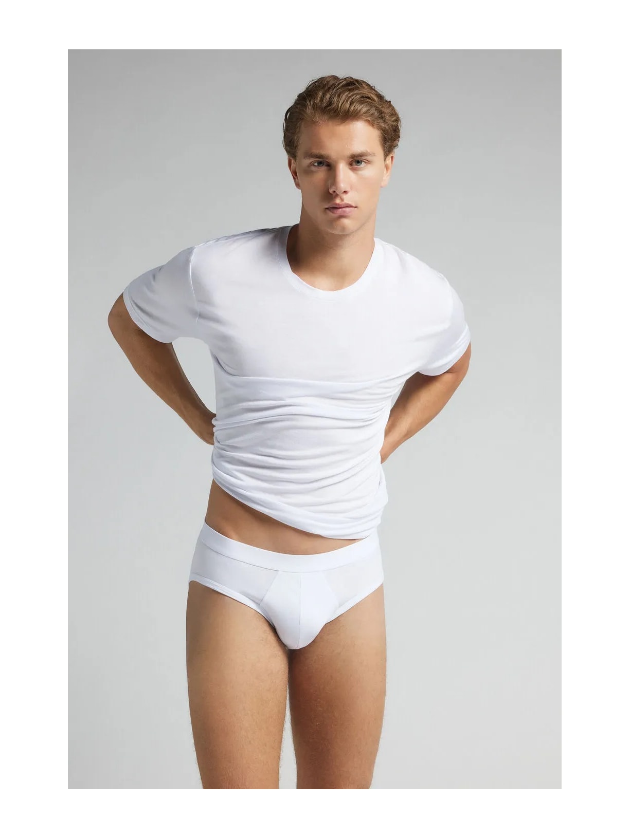 Cueca Slip Em Algodão Supima Com Elástico Visível Branco Intimissimi