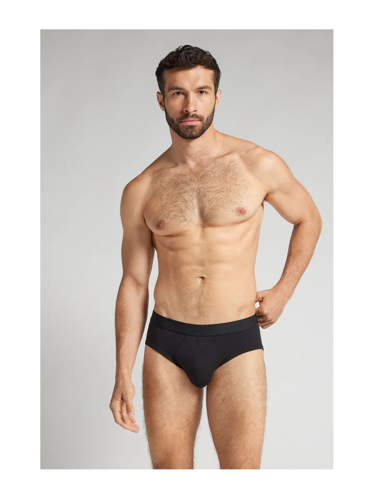 Cueca Slip Em Algodão Supima Com Elástico Visível Preto Intimissimi