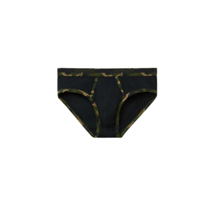 Cueca Slip Em Algodão Supima Com Estampa Camuflada - Preto