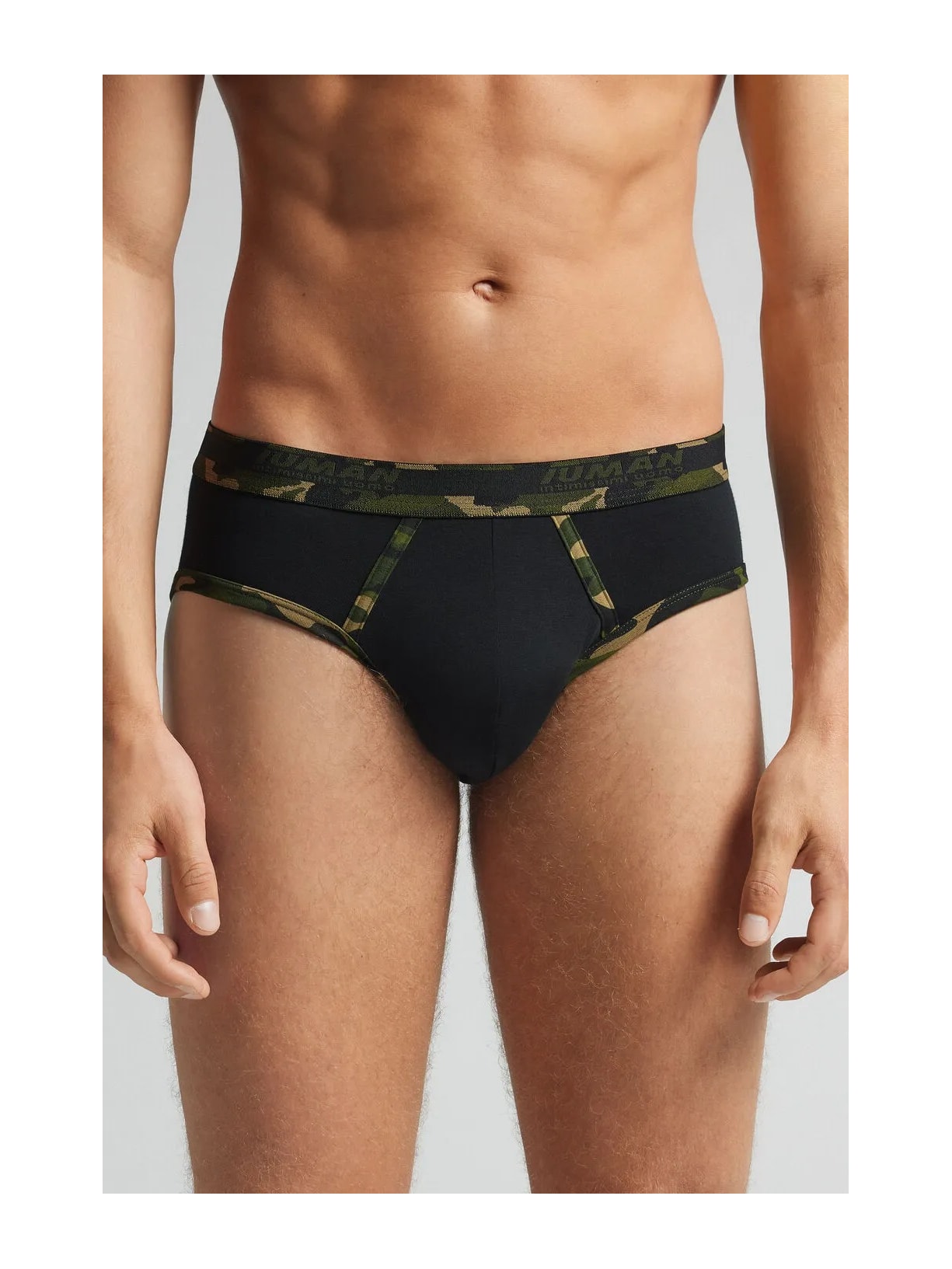 Cueca Slip Em Algodão Supima Com Estampa Camuflada Preto Intimissimi