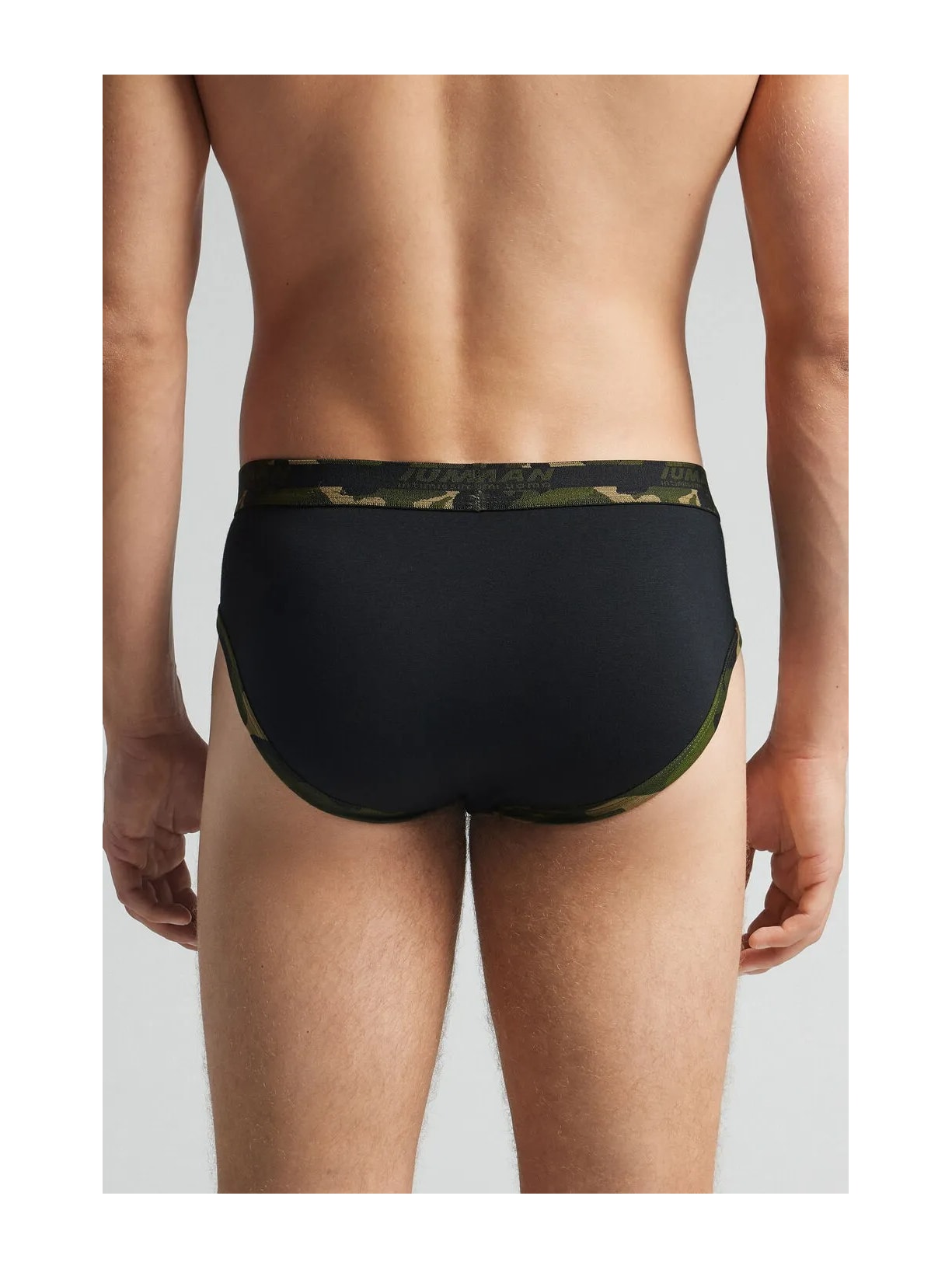 Cueca Slip Em Algodão Supima Com Estampa Camuflada Preto Intimissimi