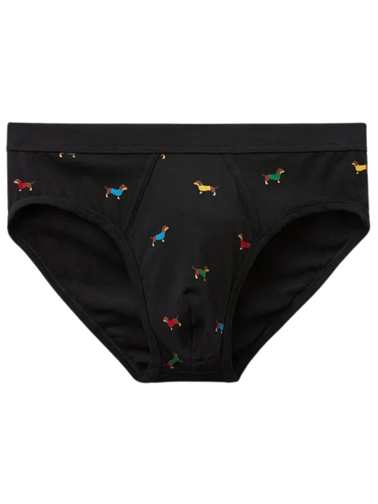 Cueca Slip Em Algodão Supima Com Estampa De Cachorros - Preto