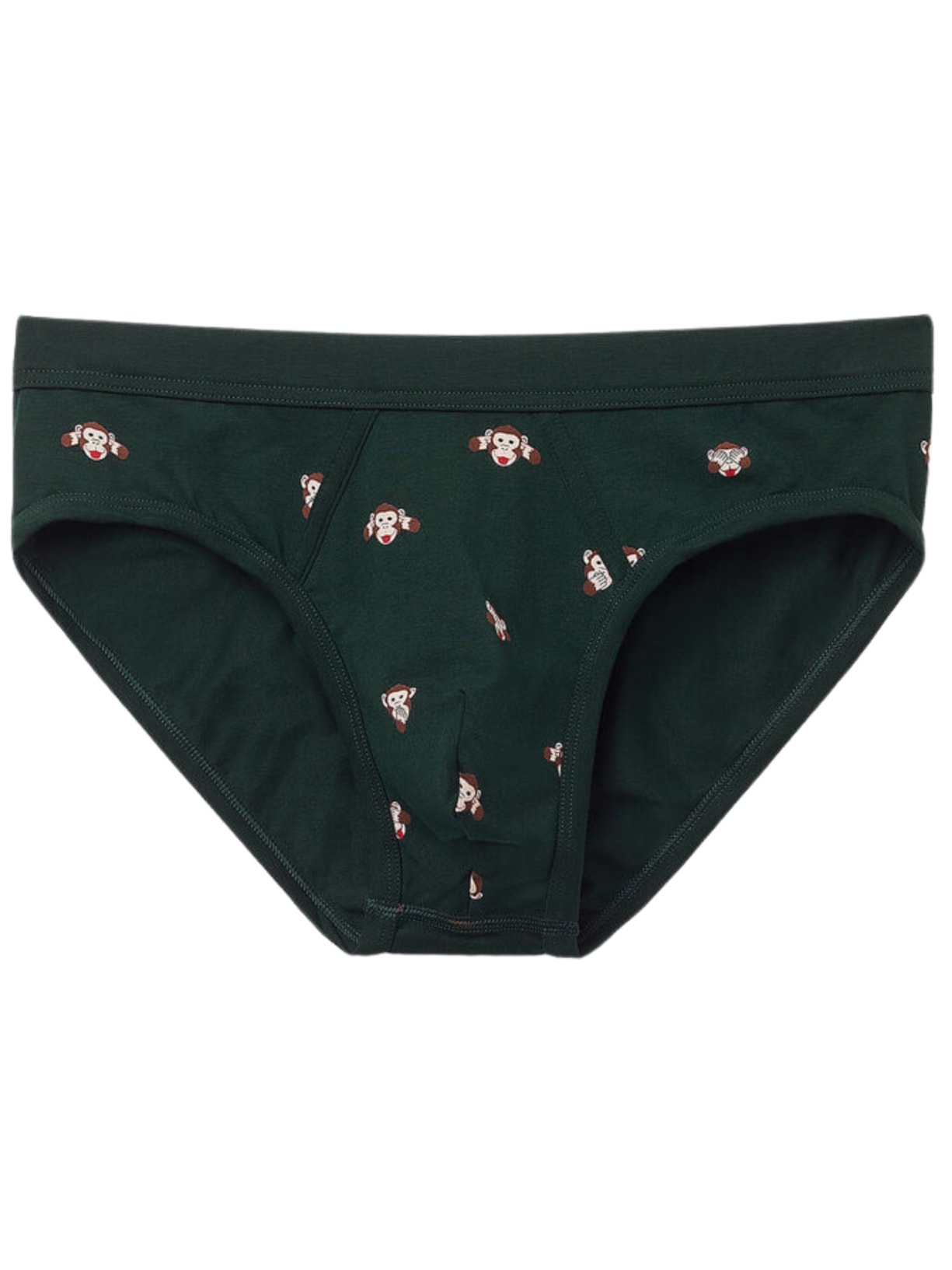 Cueca Slip Em Algodão Supima Com Estampa De Macacos - Preto