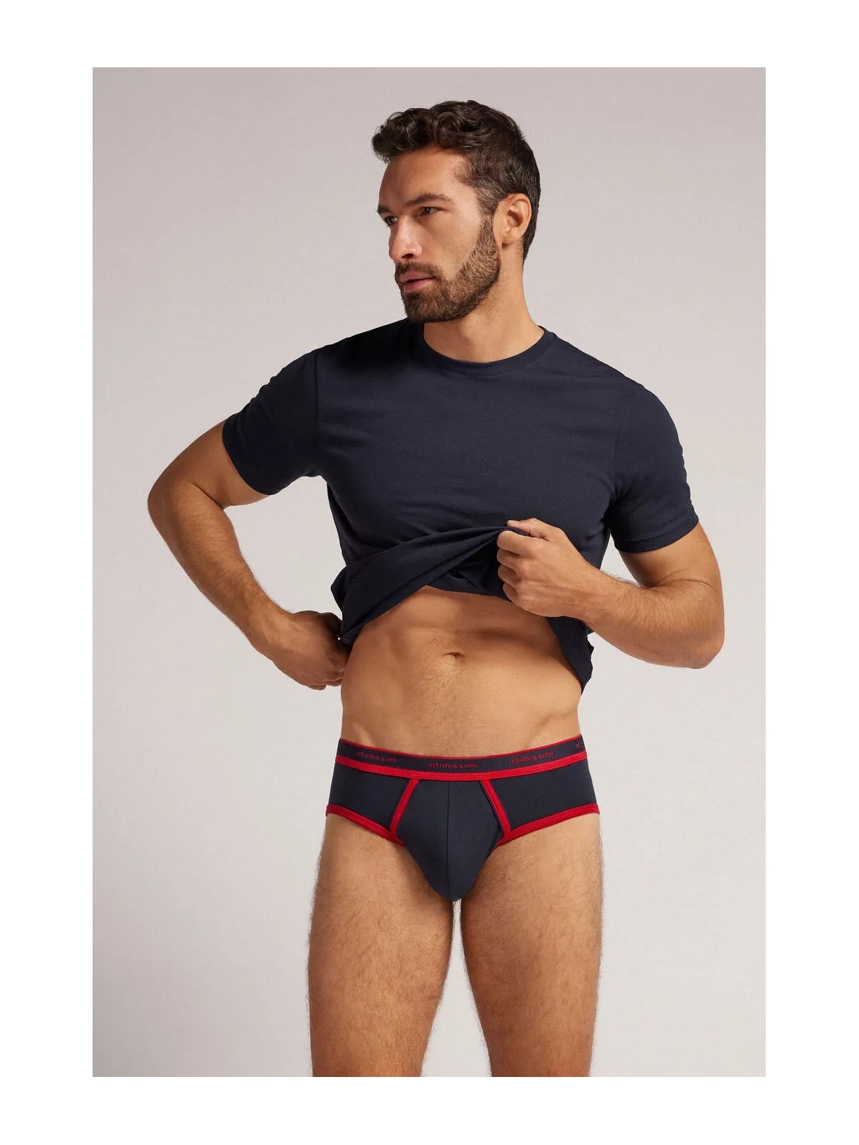 Cueca Slip Em Algodão Supima Com Logotipo Azul Intimissimi