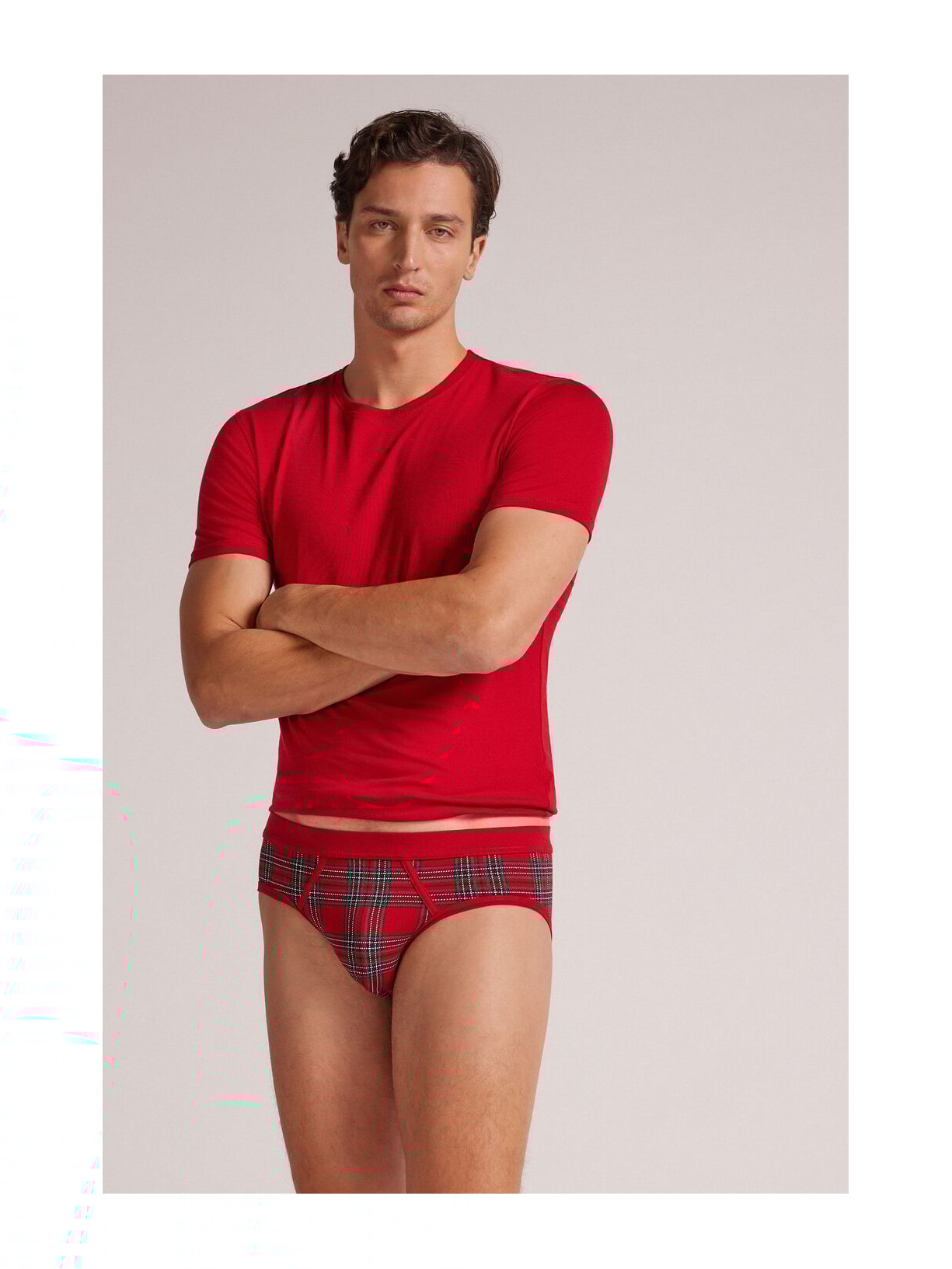 Cueca Slip Em Algodão Supima Xadrez Vermelho Intimissimi