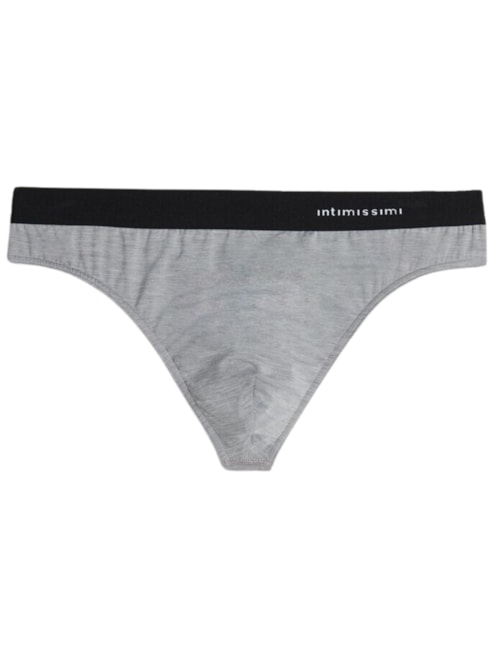 Cueca Slip Em Microfibra Com Logotipo - Cinza