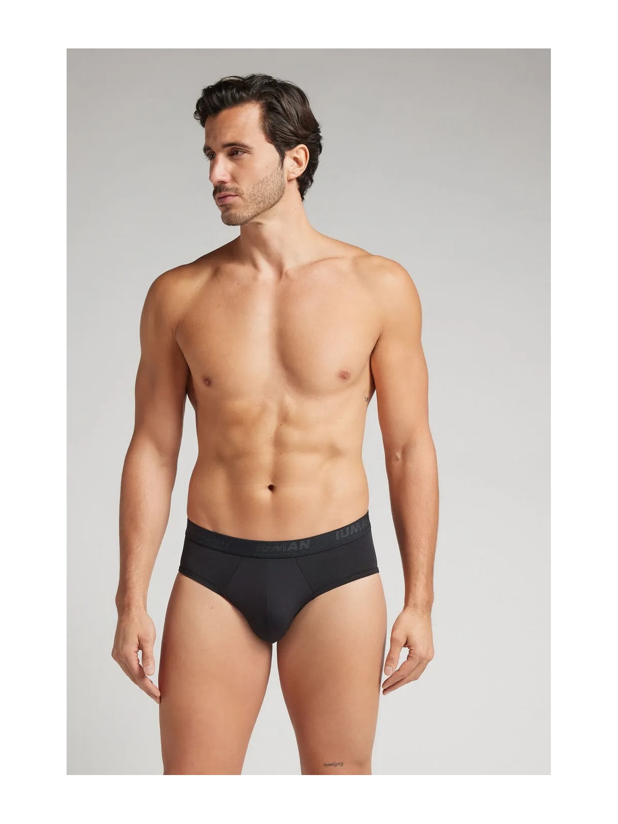 Cueca Slip Em Microfibra Com Logótipo Preto Intimissimi