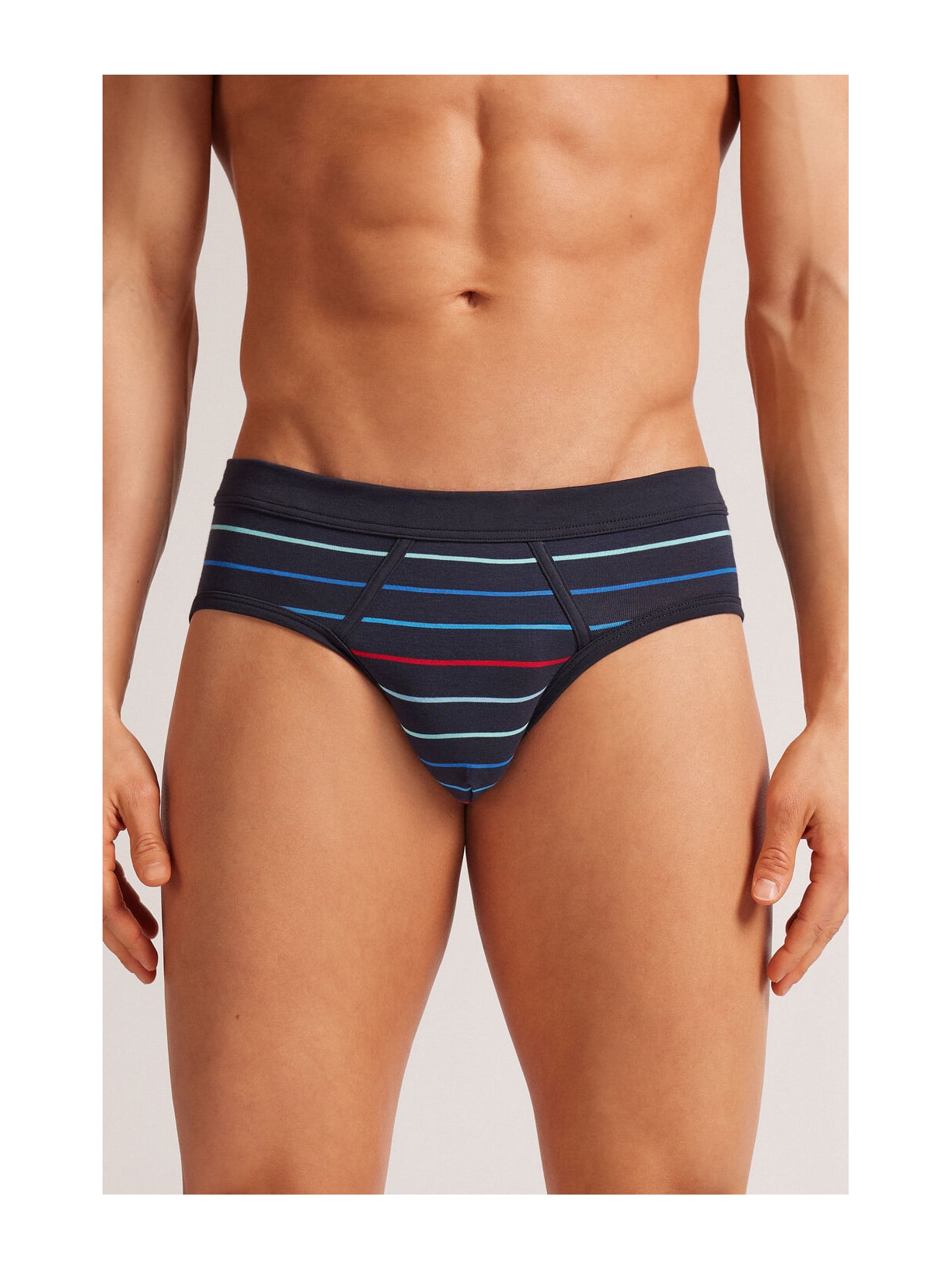 Cueca Slip Listrada Em Algodão Supima Azul Intimissimi