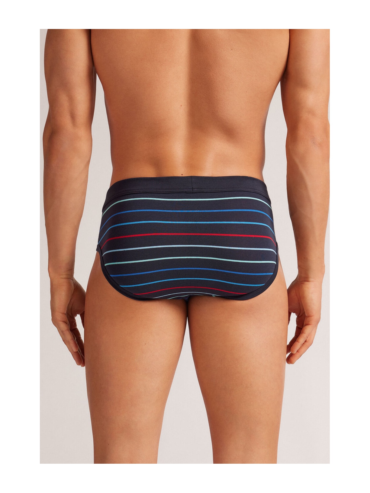 Cueca Slip Listrada Em Algodão Supima Azul Intimissimi