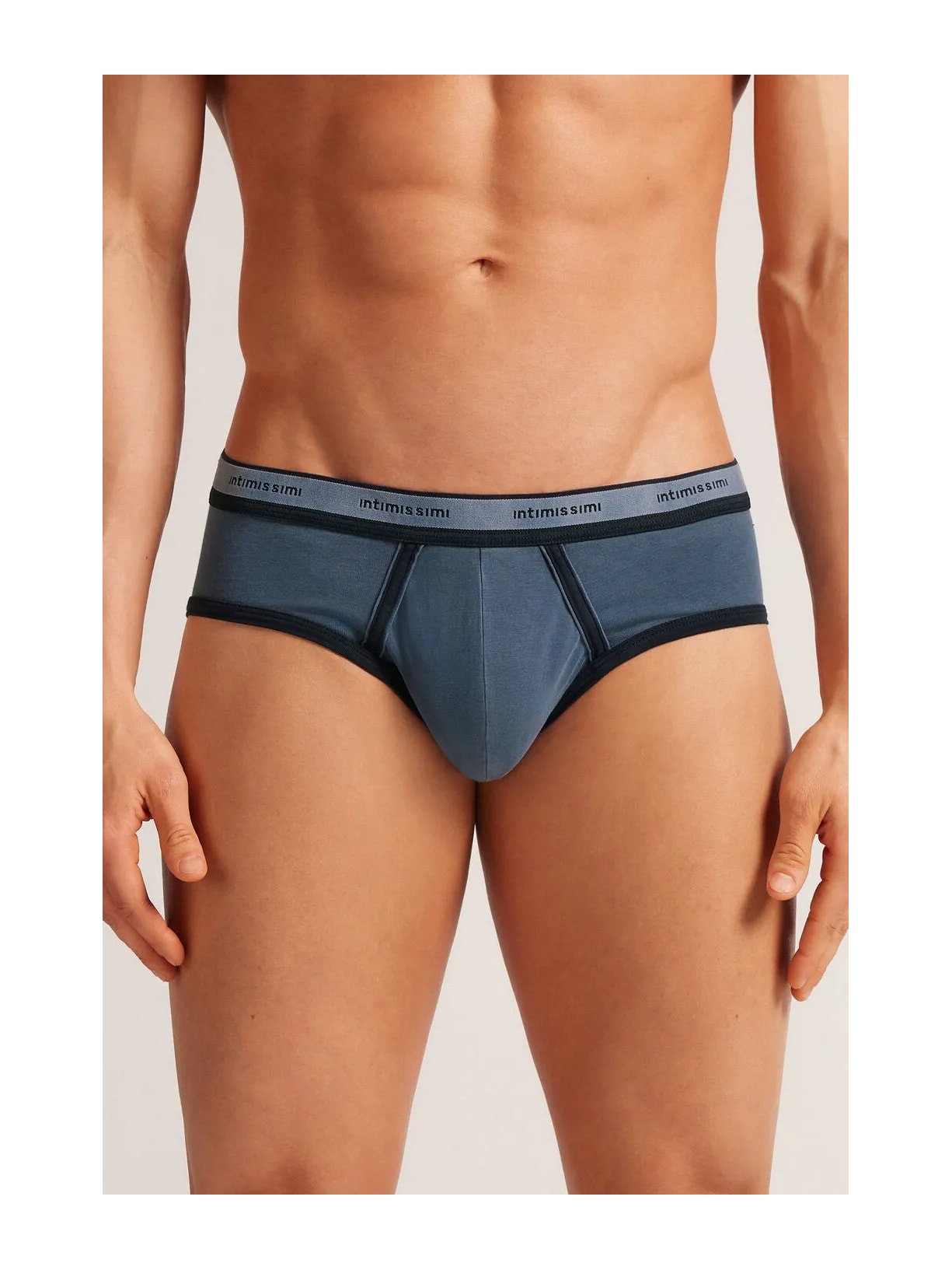 Cueca Slip Washed Collection Em Algodão Azul Intimissimi