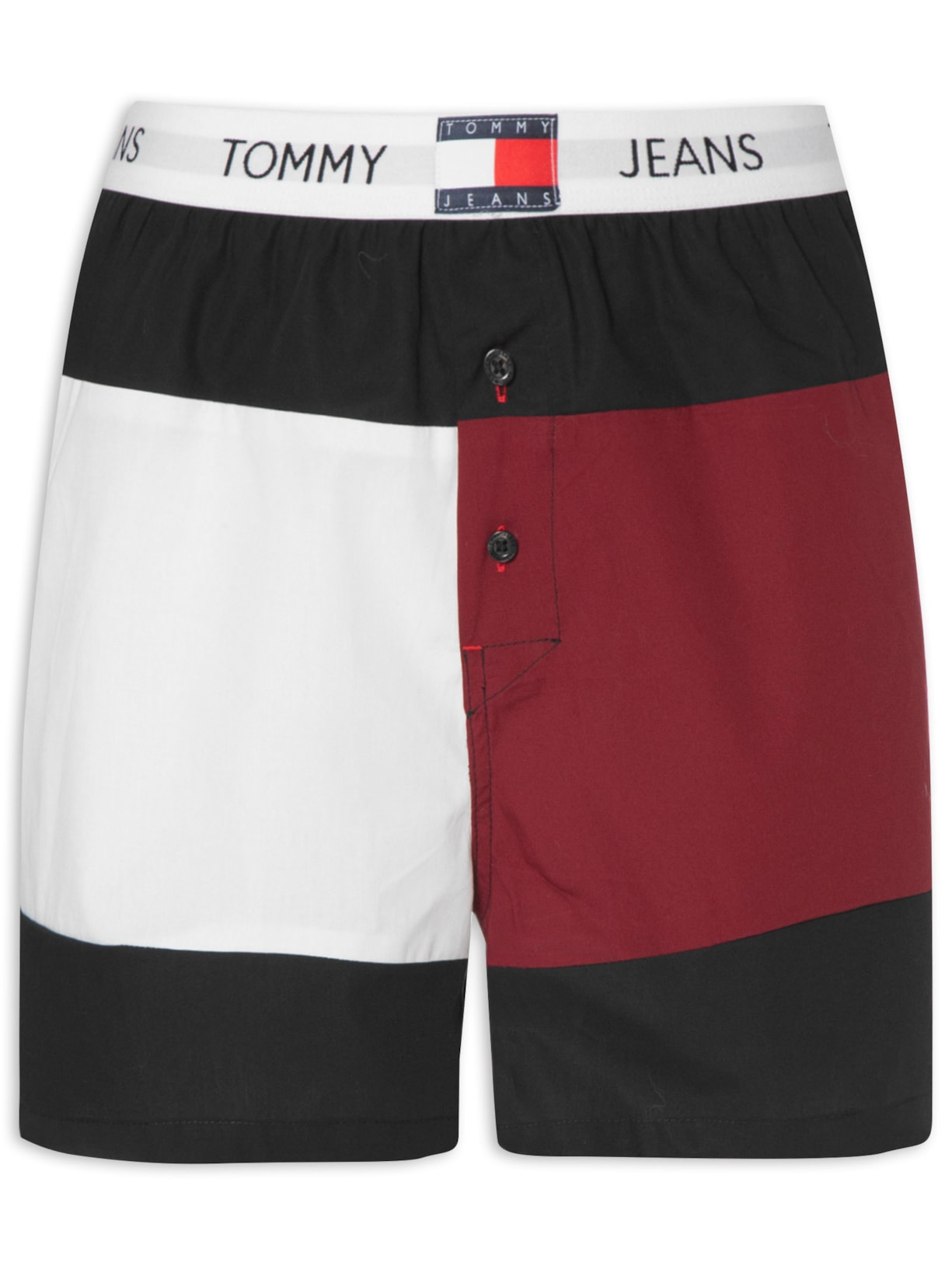 Cueca Woven Boxer Color Block - Preto