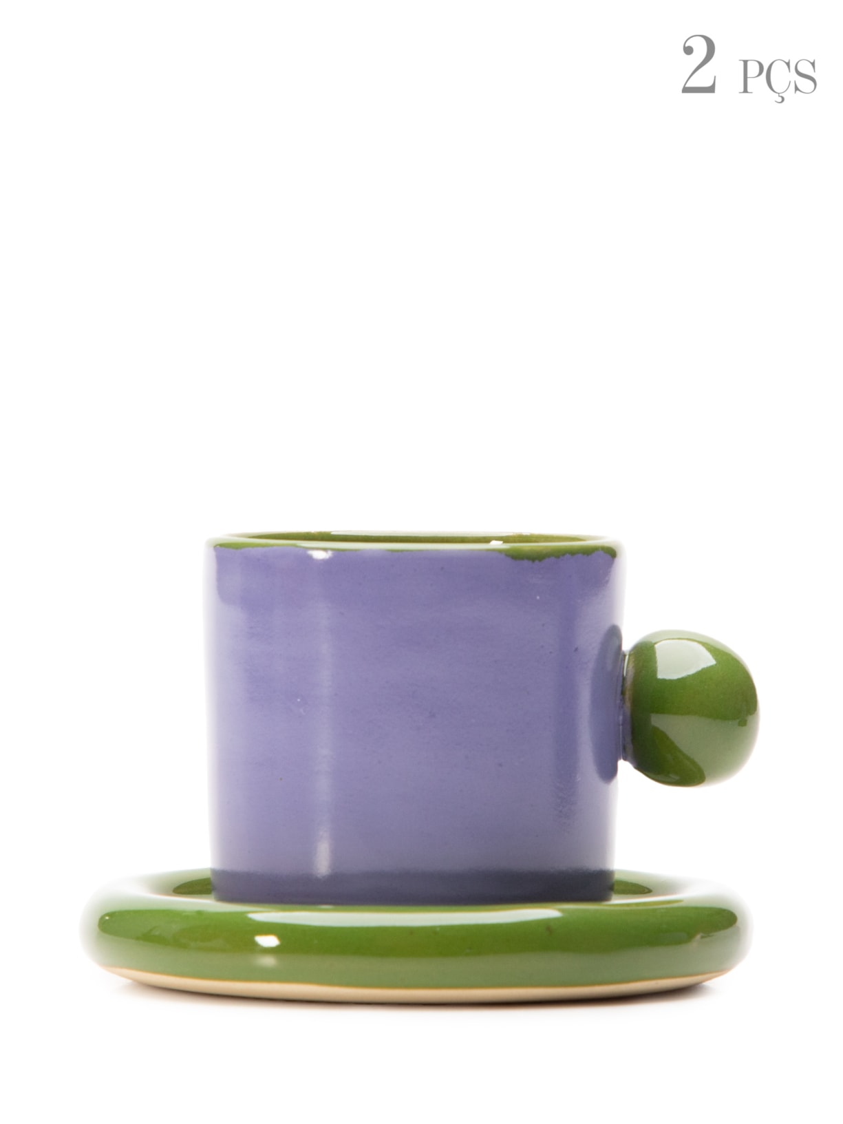 Duo Xícara de Café Bolinha Roxo e Verde - Roxo