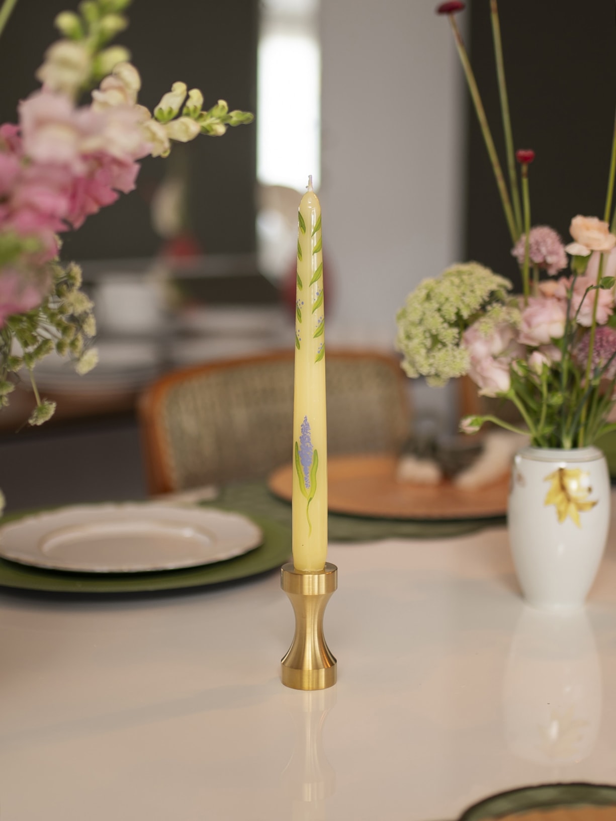 Dupla Jardim De Velas Pintadas a Mão Amarelo Cian Candle