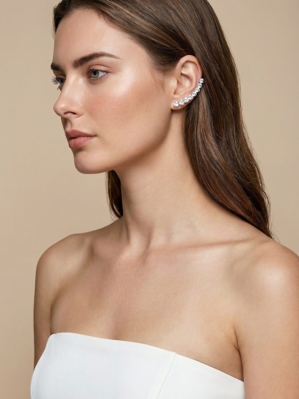 Earcuff Feminino Zircônia Prateado Market 33