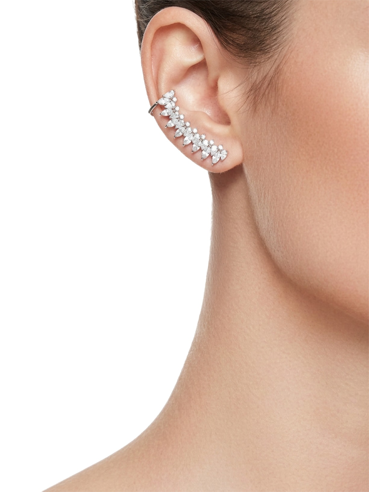 Earcuff Feminino Zircônia Prateado Market 33