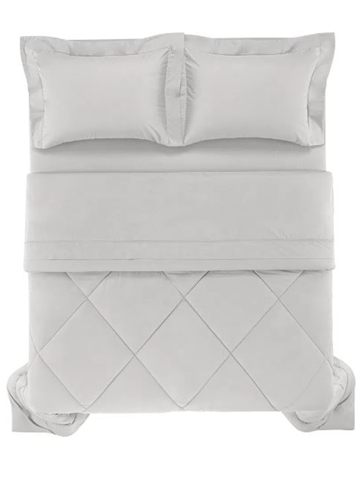 Edredom Grasso Casal Cetim 300 Fios Marmo Cinza Trussardi