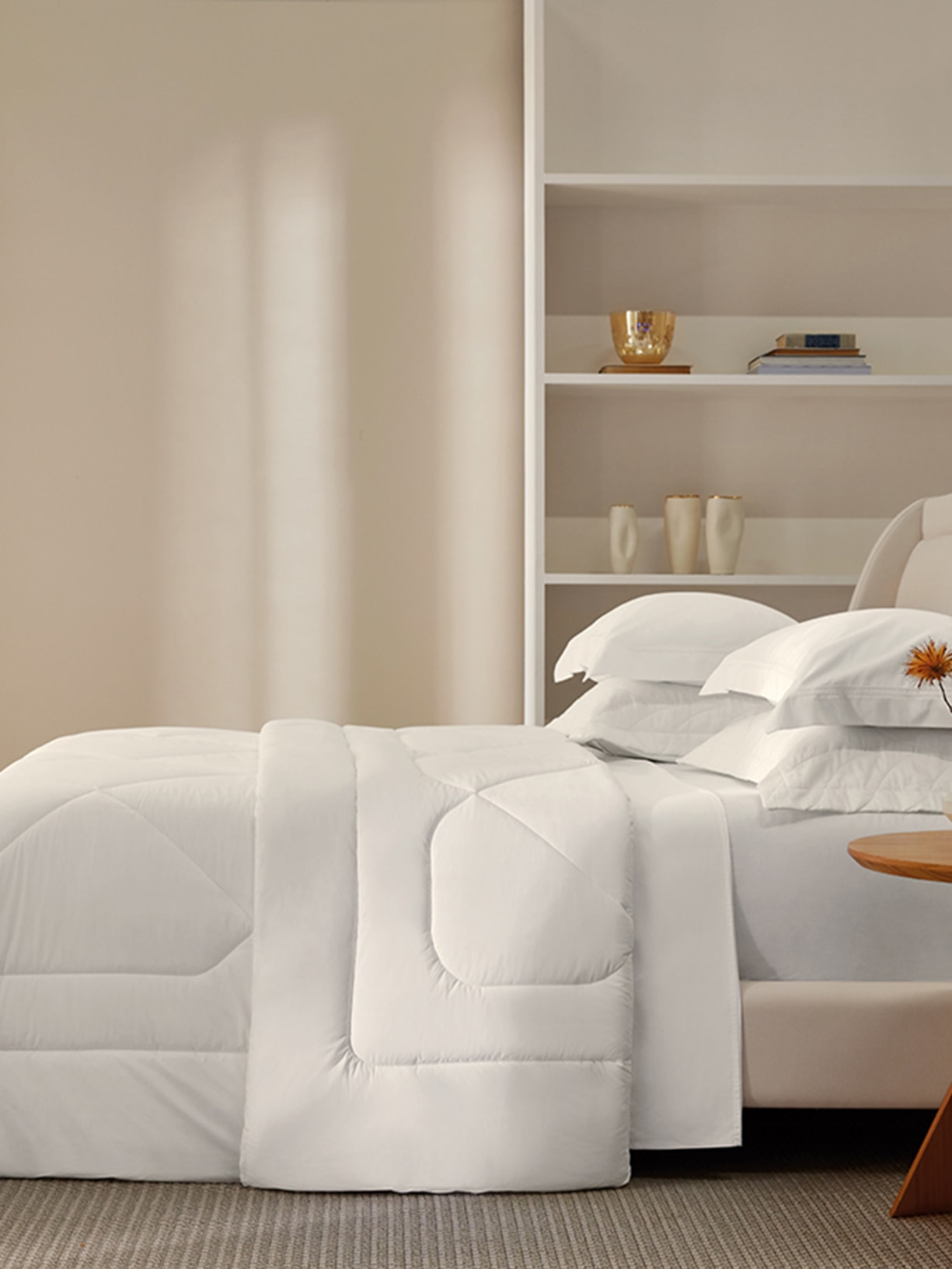 Edredom Grasso Solteiro Cetim 300 Fios Branco Trussardi