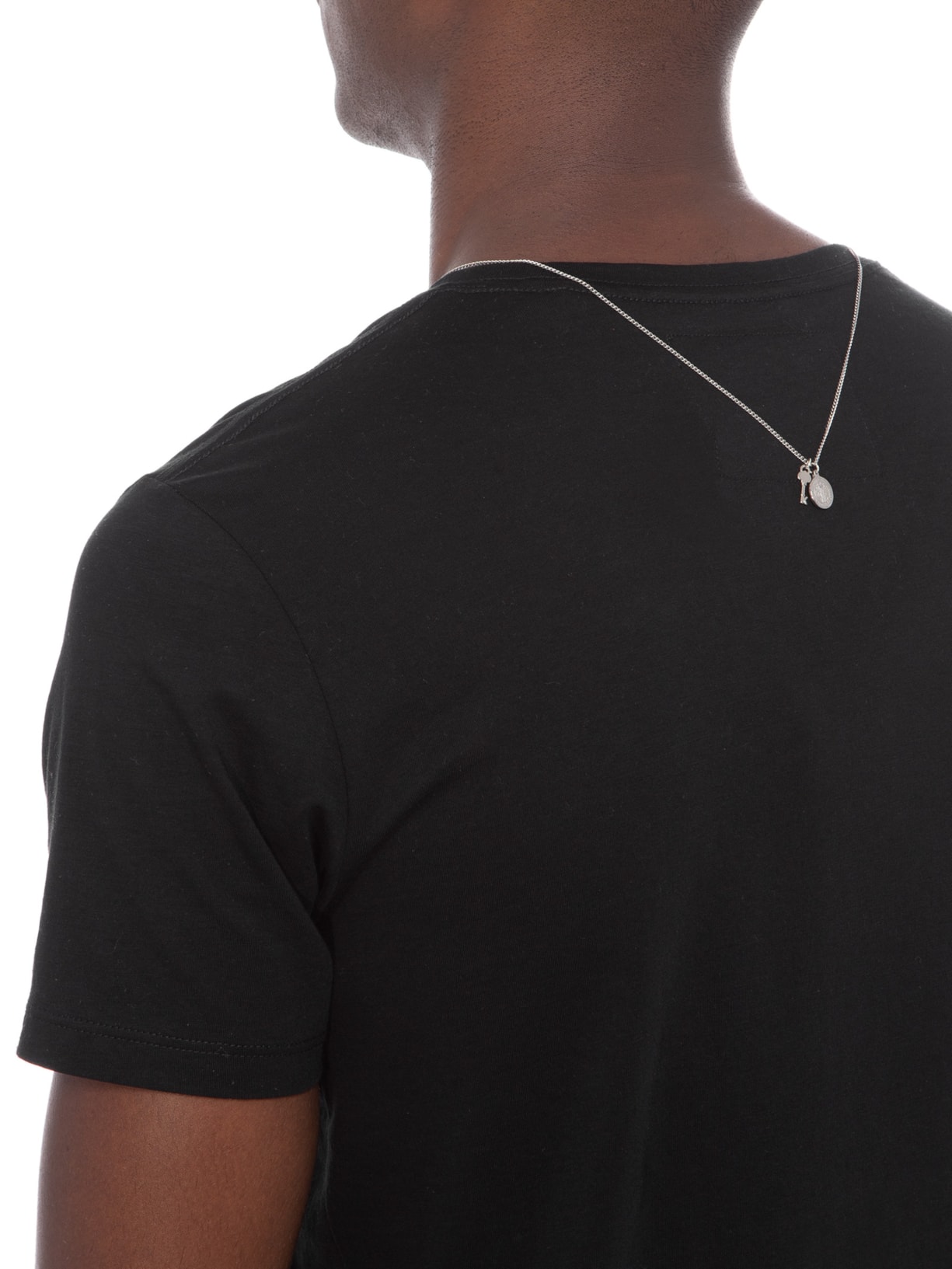 Escapulário Masculino Amuleto São Bento de Corrente em Aço Prata Key Design