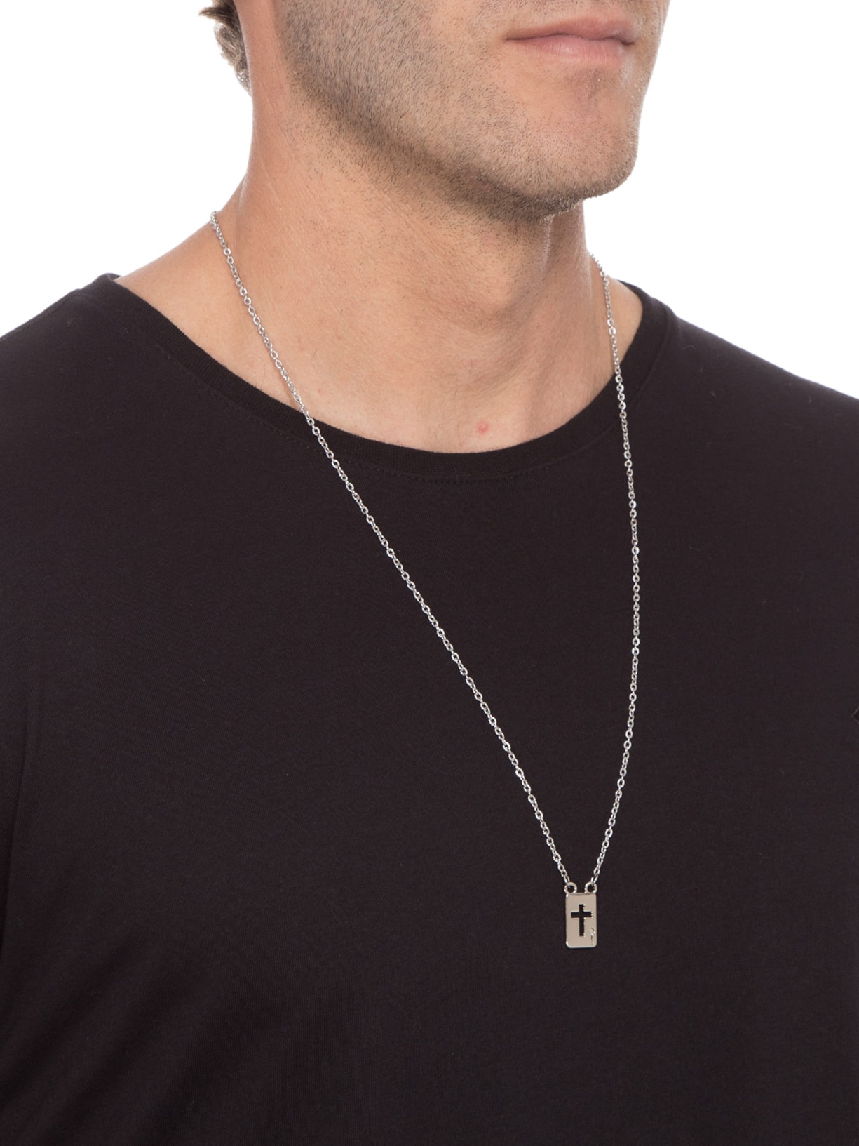 Escapulário Masculino Clausius de Corrente em Aço Prata Key Design