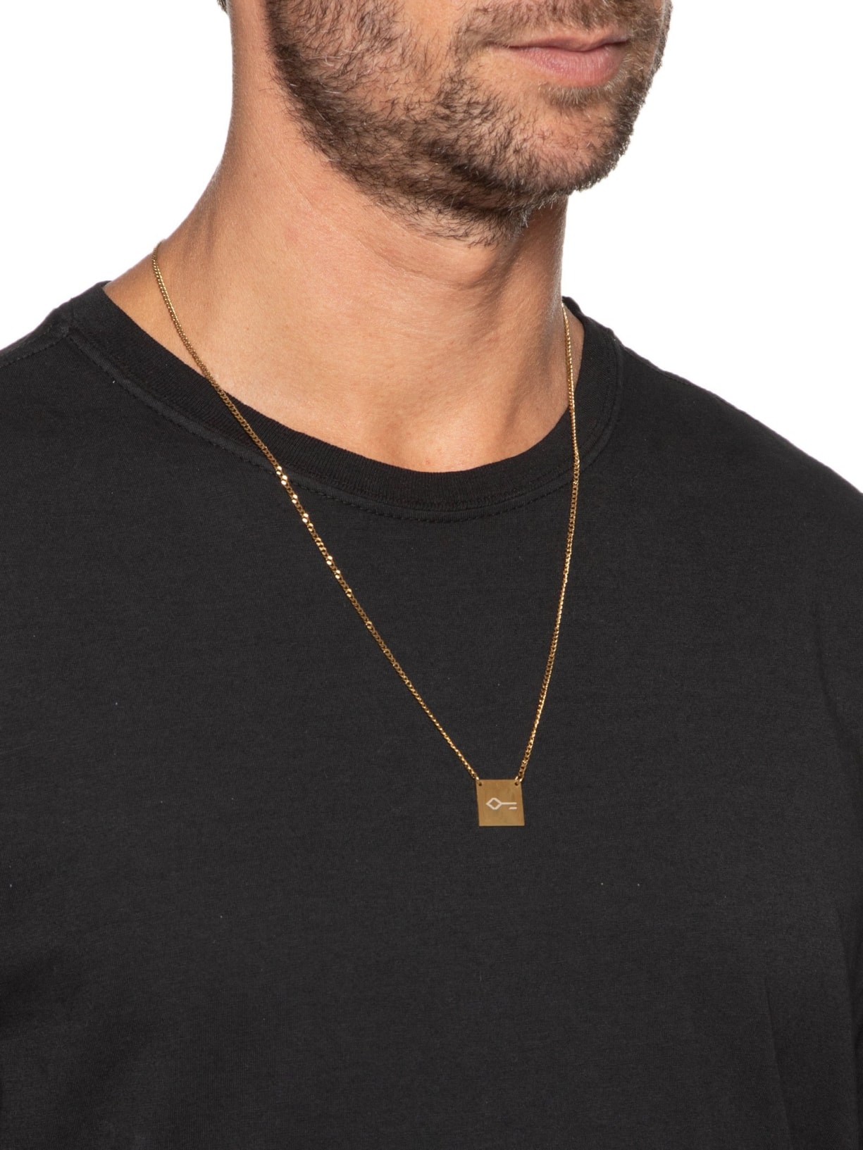 Escapulário Masculino Deville de Corrente em Aço Dourado Key Design