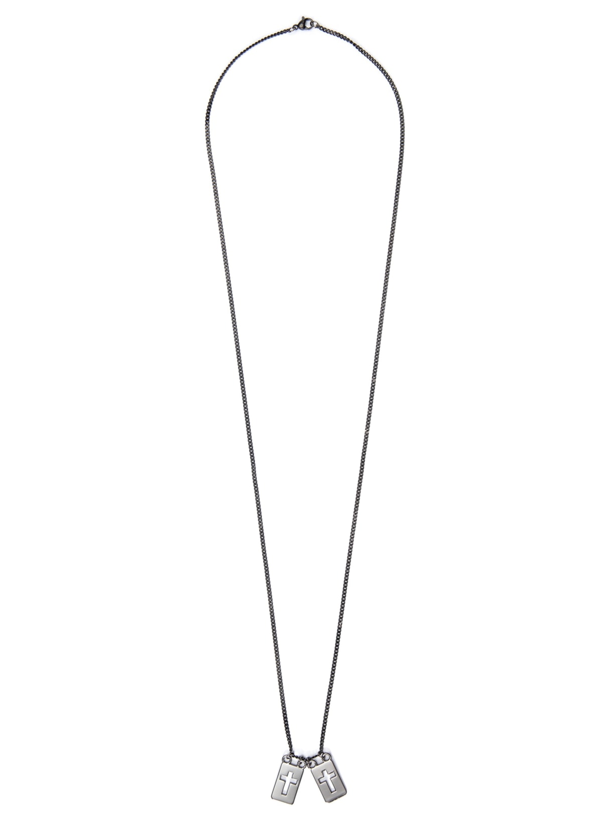 Escapulário Masculino James de Corrente em Aço Ônix Preto Key Design