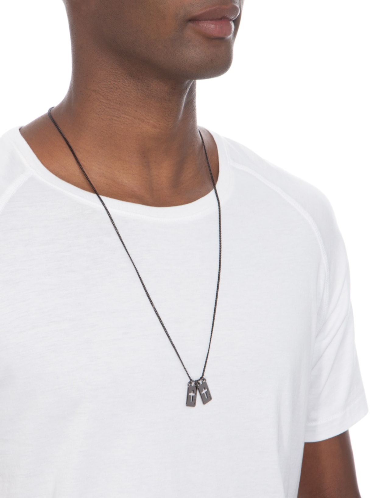 Escapulário Masculino James de Corrente em Aço Ônix Preto Key Design