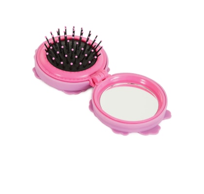 Escova De Cabelo Para Bolsa Flor - Rosa