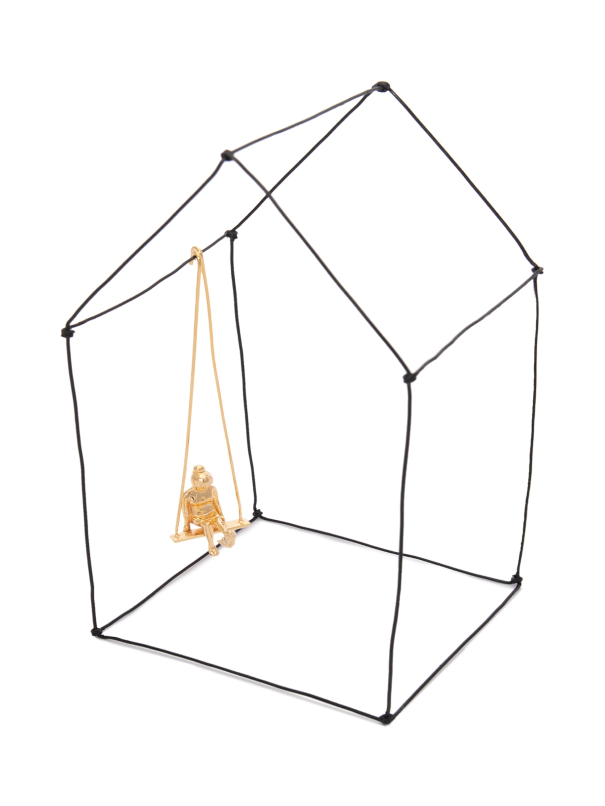 Escultura de Casa Balanço Em Arame M 1 Peça - Preto