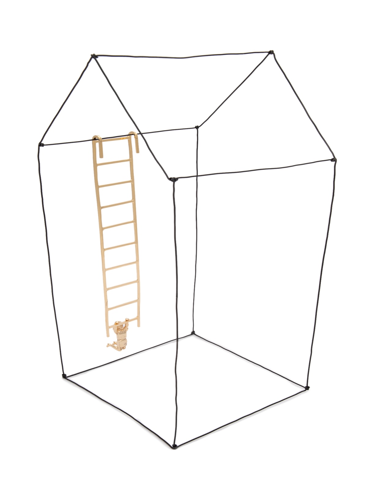 Escultura de Casa Em Arame M Escada 1 Peça - Preto