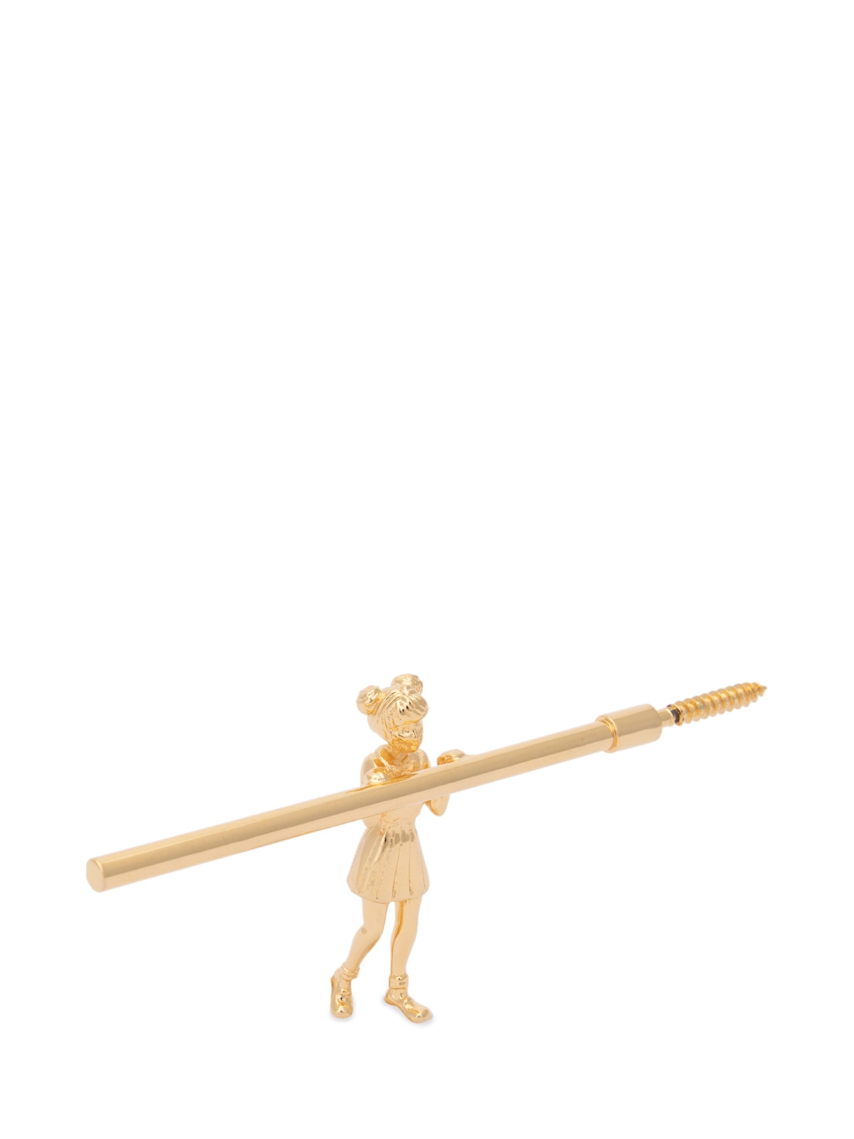 Escultura Parafuso Menina Curiosa Dourado Nara Ota Design