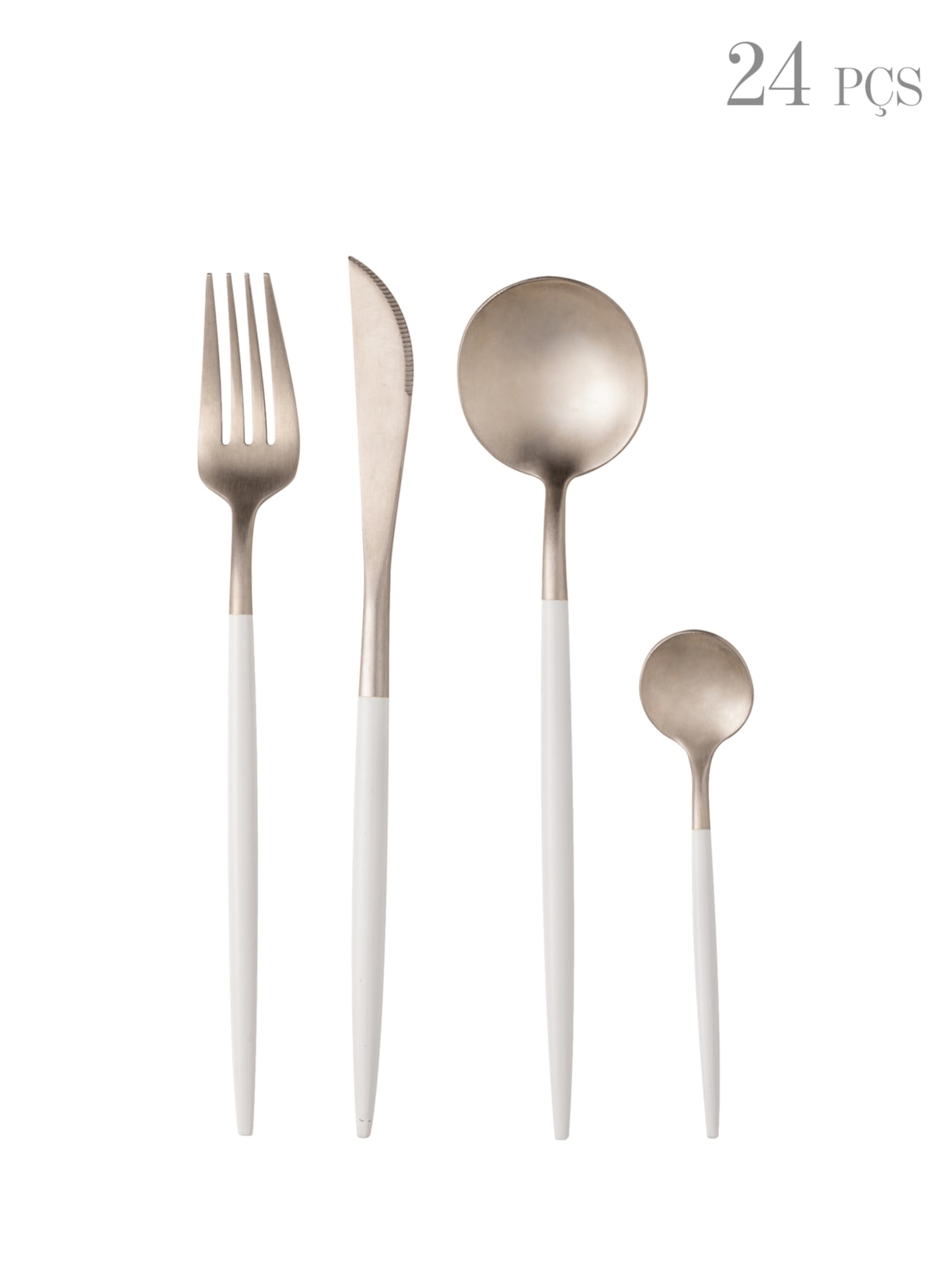 Faqueiro 24 Peças de Aço Inox Kyoto - Branco