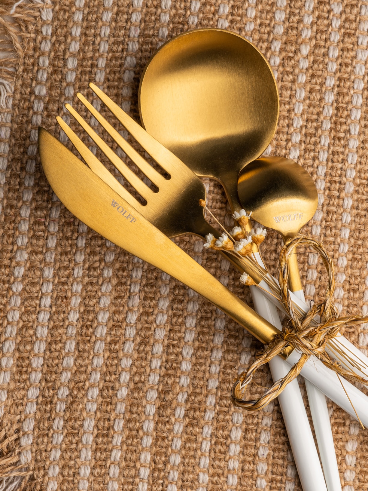 Faqueiro 24 Peças de Aço Inox Kyoto Dourado Wolff