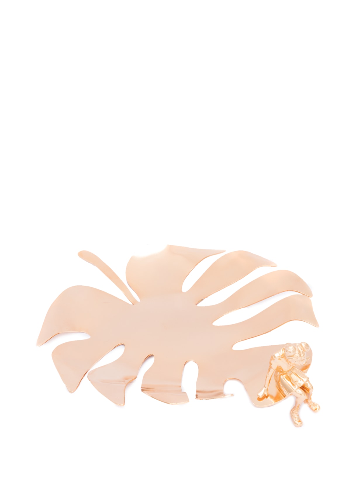 Folha Costela De Adão Com Menina Sentada Em Latão 1 Peça - Ouro