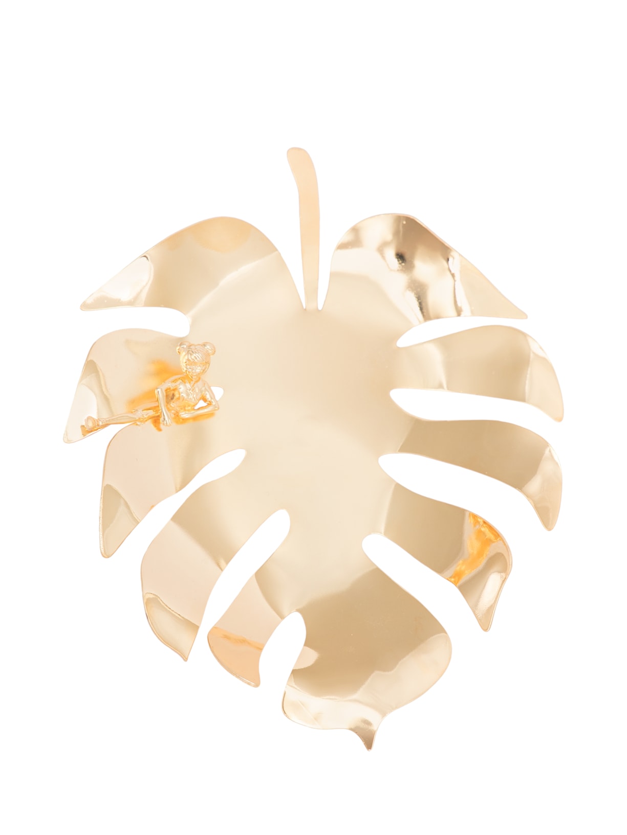 Folha De Parede Costela De Adão Com Menina Sapeca Em Latão 1 Peça - Dourado