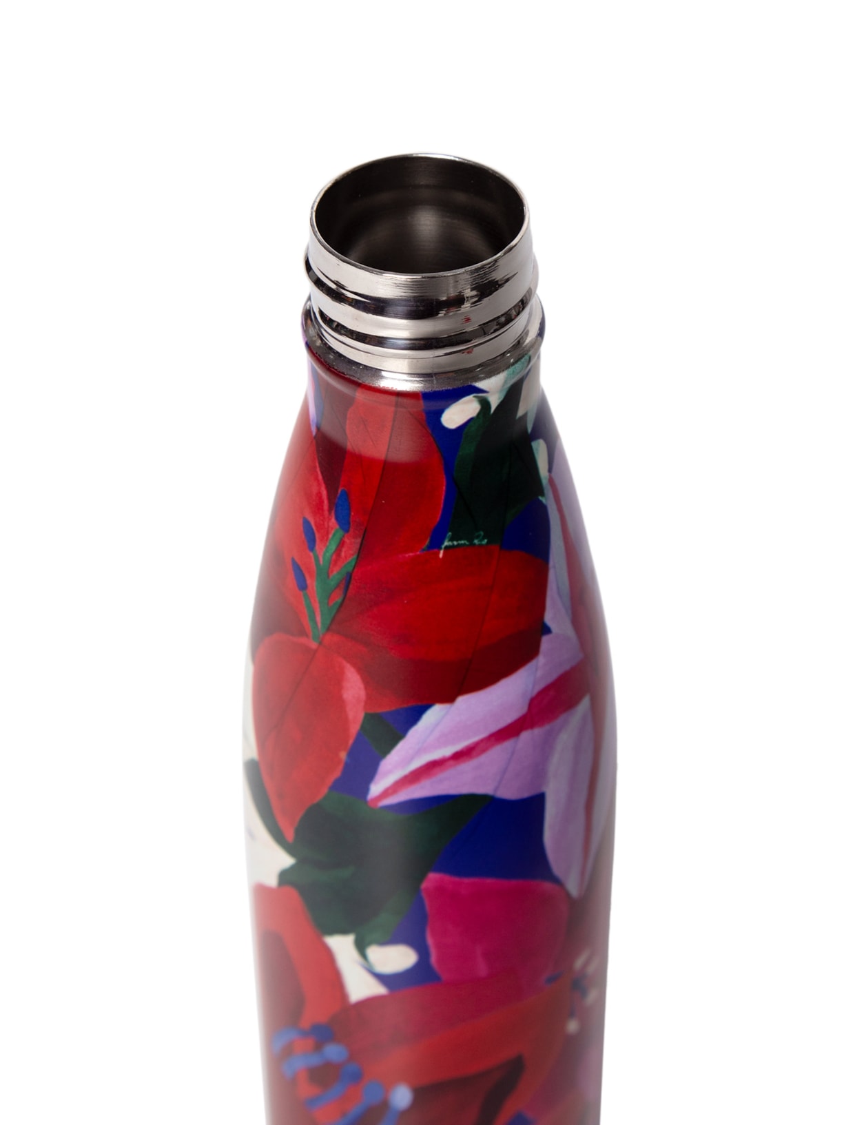 Garrafa Glub Glub Aquarela Floral 500ml Vermelho Farm Etc