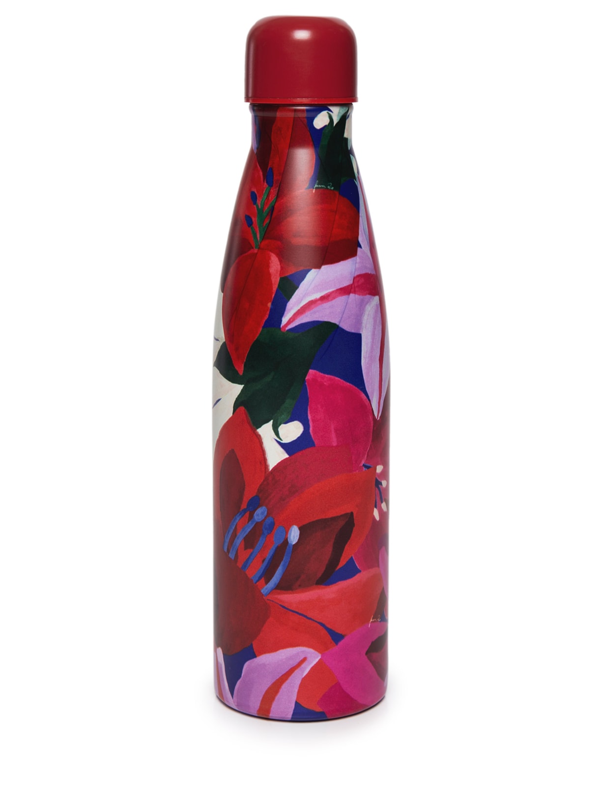 Garrafa Glub Glub Aquarela Floral 500ml - Vermelho