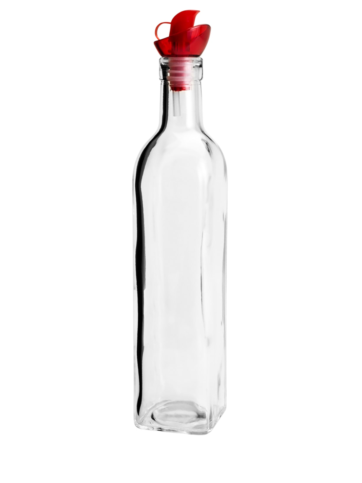 Garrafa para Azeite de Vidro com Tampa Plástica Vermelha 510ml