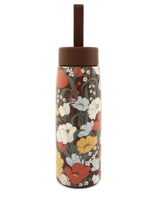 Garrafa Que Sede 500 ML Floral Bucólico - Marrom