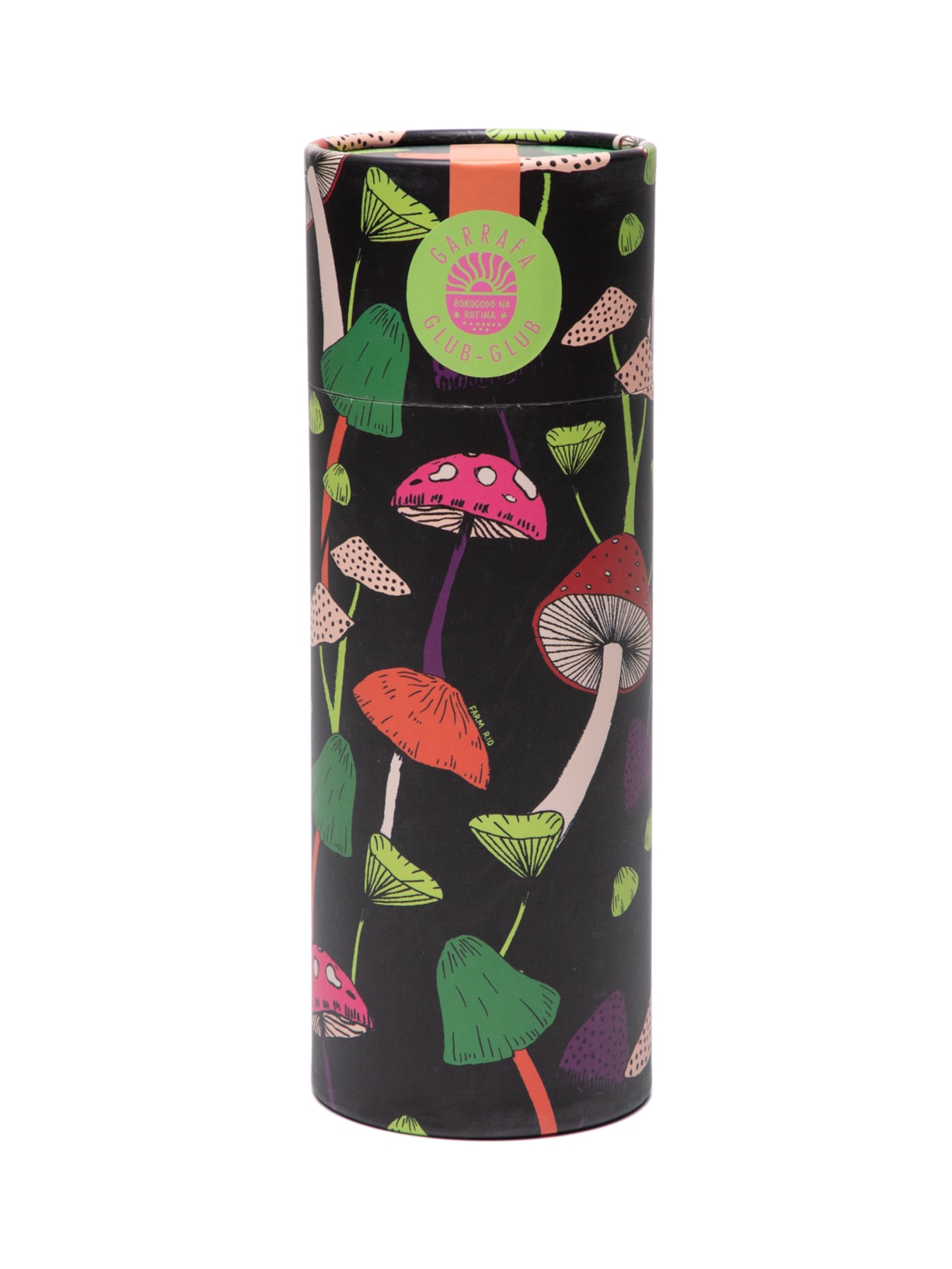 Garrafa Que Sede 500ml Cogumelos - Preto