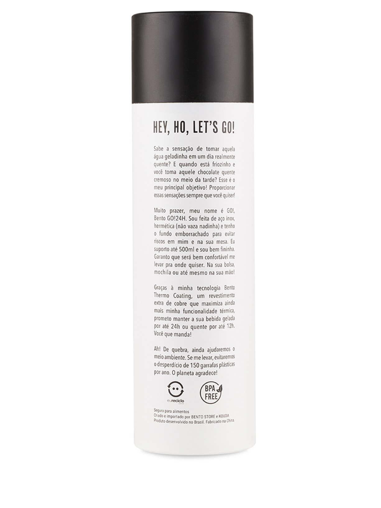 Garrafa Térmica 500ml Bento Go! Preto Kouda