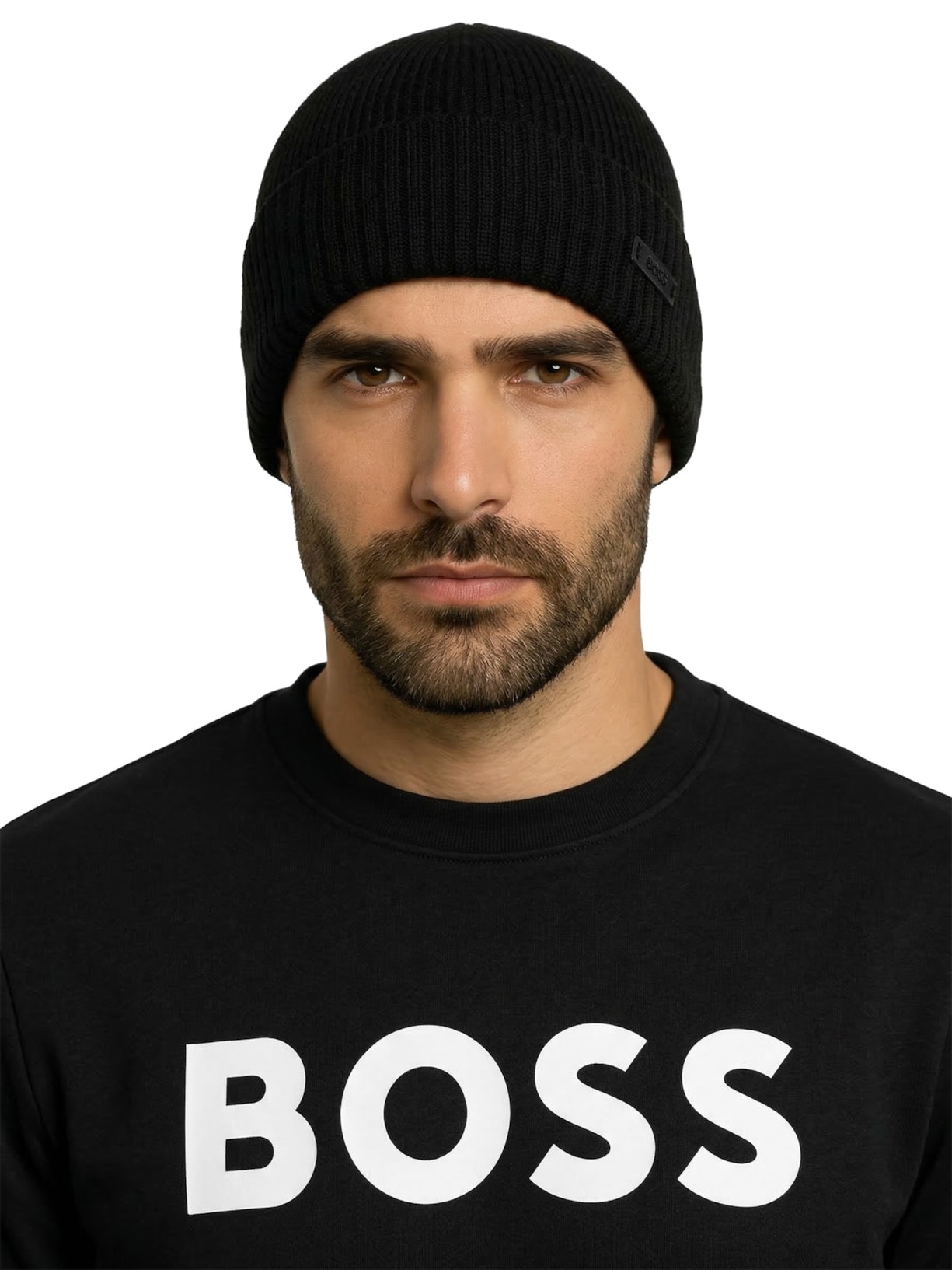 Gorro Masculino em Lã Virgem Fati Preto Boss