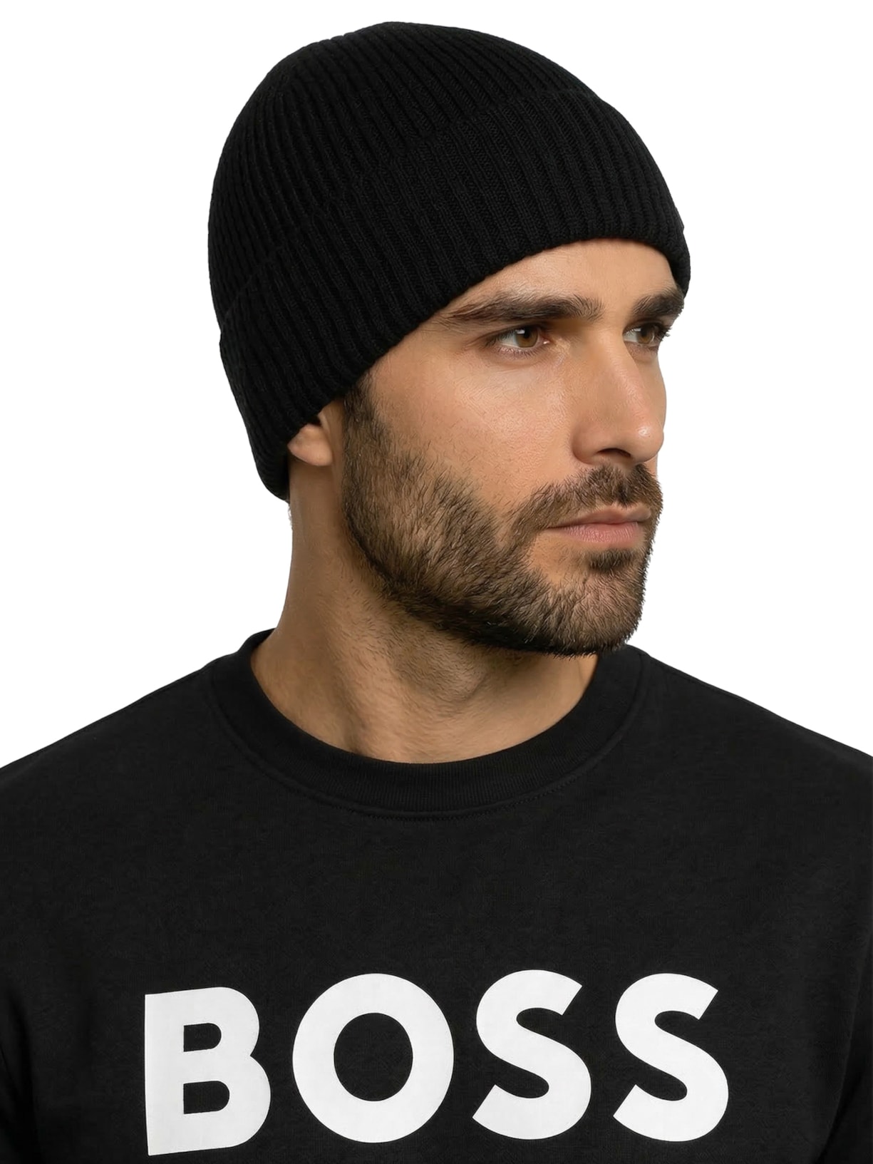 Gorro Masculino em Lã Virgem Fati Preto Boss