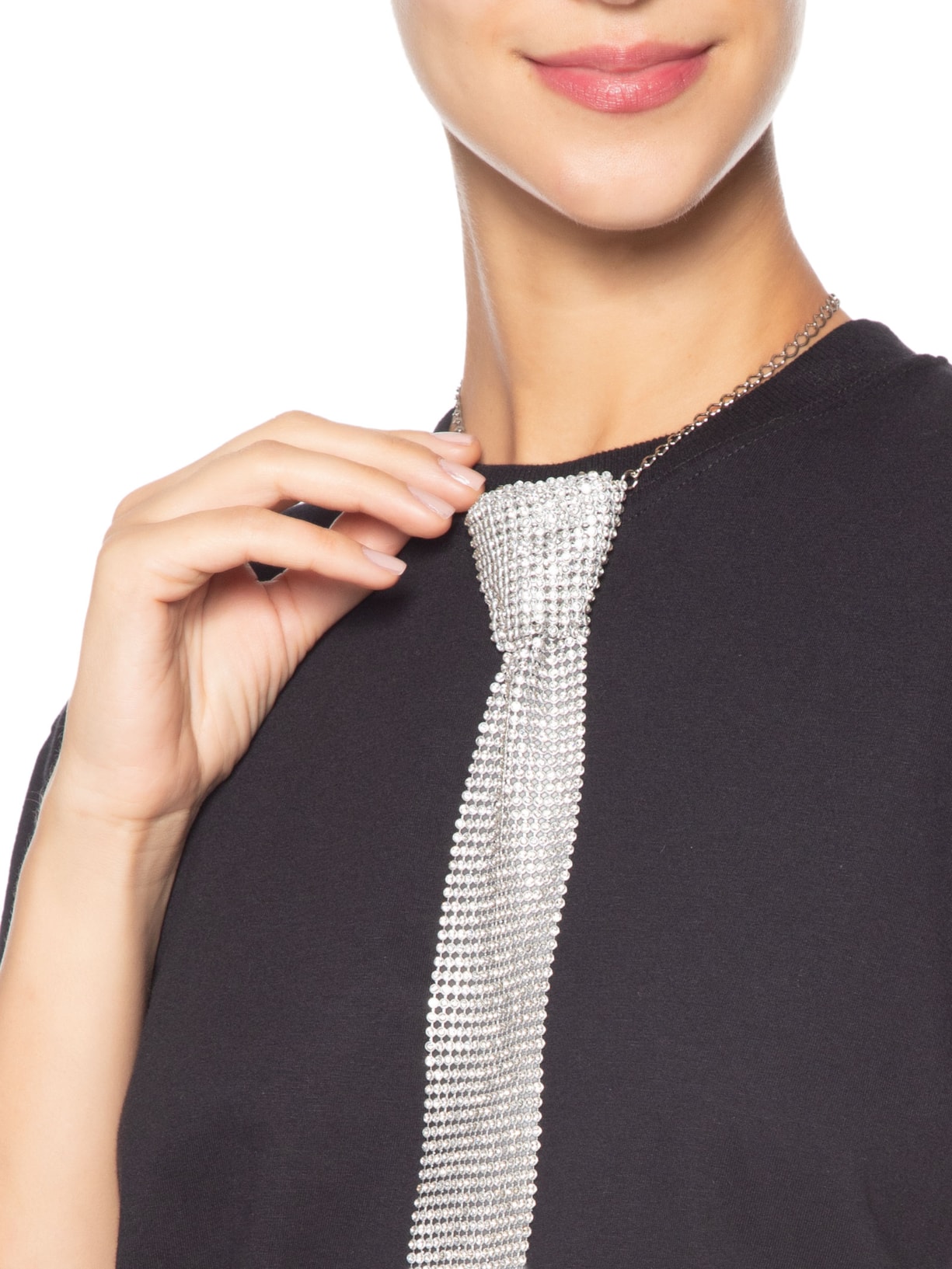 Gravata Feminina Cristal Prateado S2g + Piesse