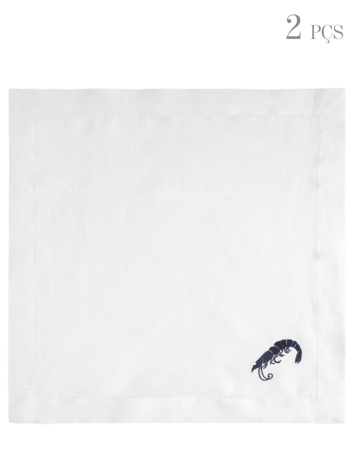 Guardanapo Camarão Azul 2 Peças - Branco