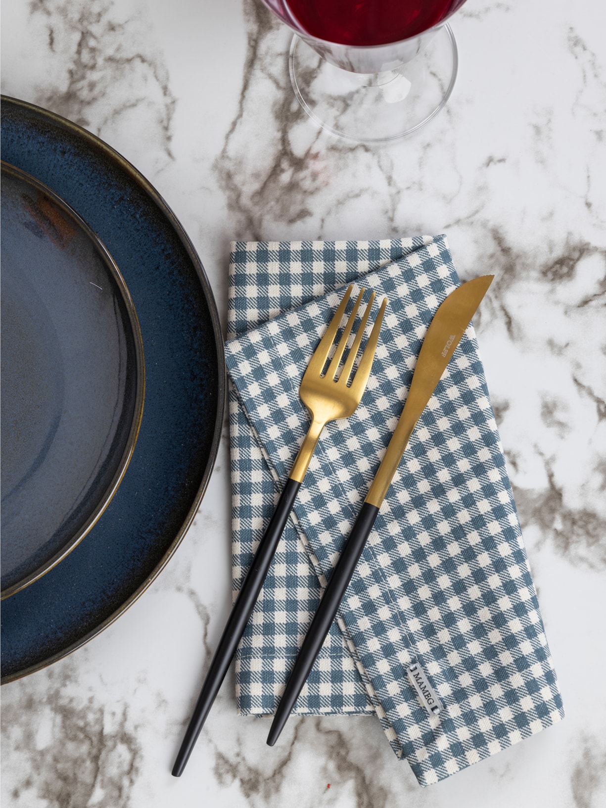 Guardanapo Xadrez Jeans Mameg