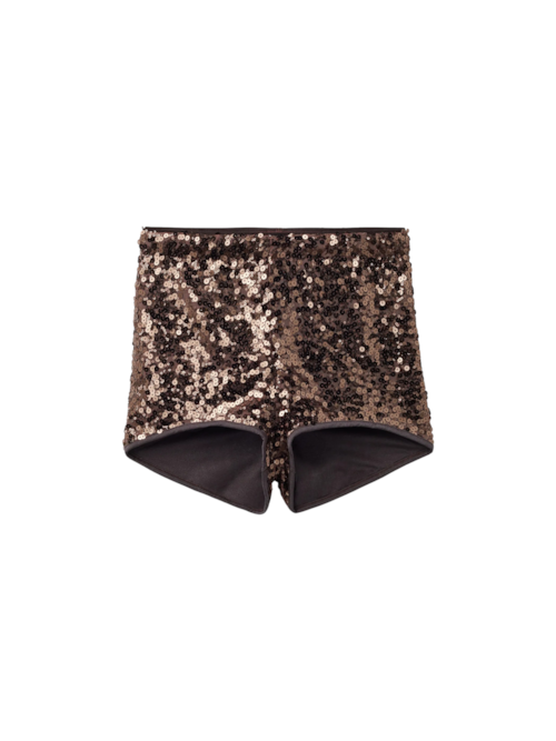 Hot Pant Com Paetês - Marrom