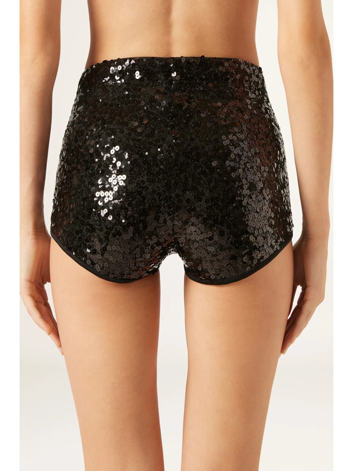 Hot Pant Com Paetês Preto Calzedonia